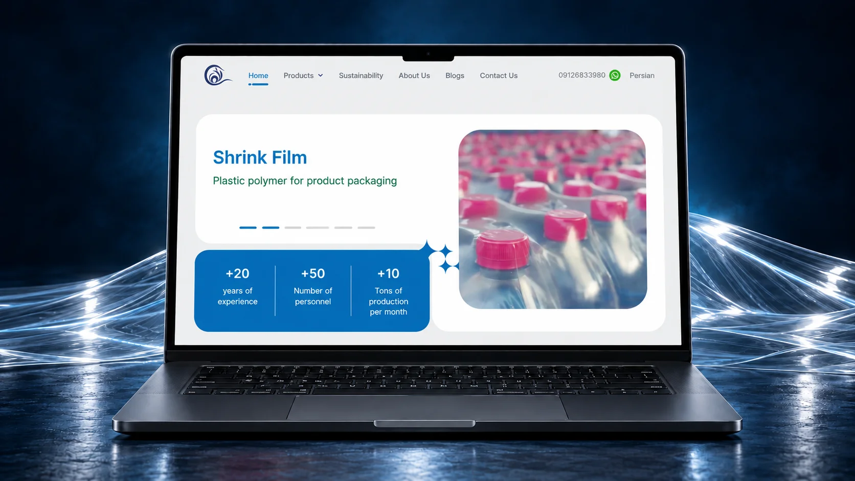 Raga Parsian’s industrial website homepage presenting its products and company capabilities - foodex digital